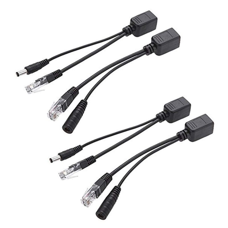 BeElion 2Kits 4PCS Passive PoE Injector and Splitter Kit with 5.5x2.1 mm DC Power Adaptor Connector,Black - Image 1